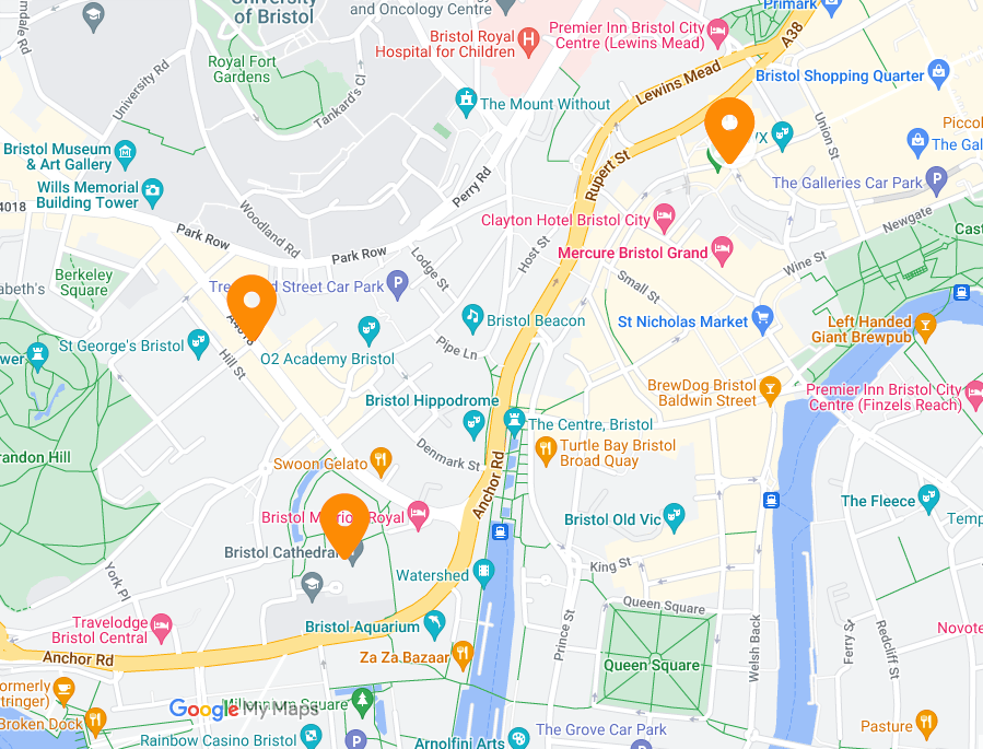 A map showing the locations of the food truck.